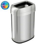 iTouchless 13 Gallon Elliptical Open Top Trash Can and Recycle Bin with Double Odor Filters and Large 12-Inch Opening, Commercial Grade Slim Garbage Container for Home, Office Restaurant, Restroom